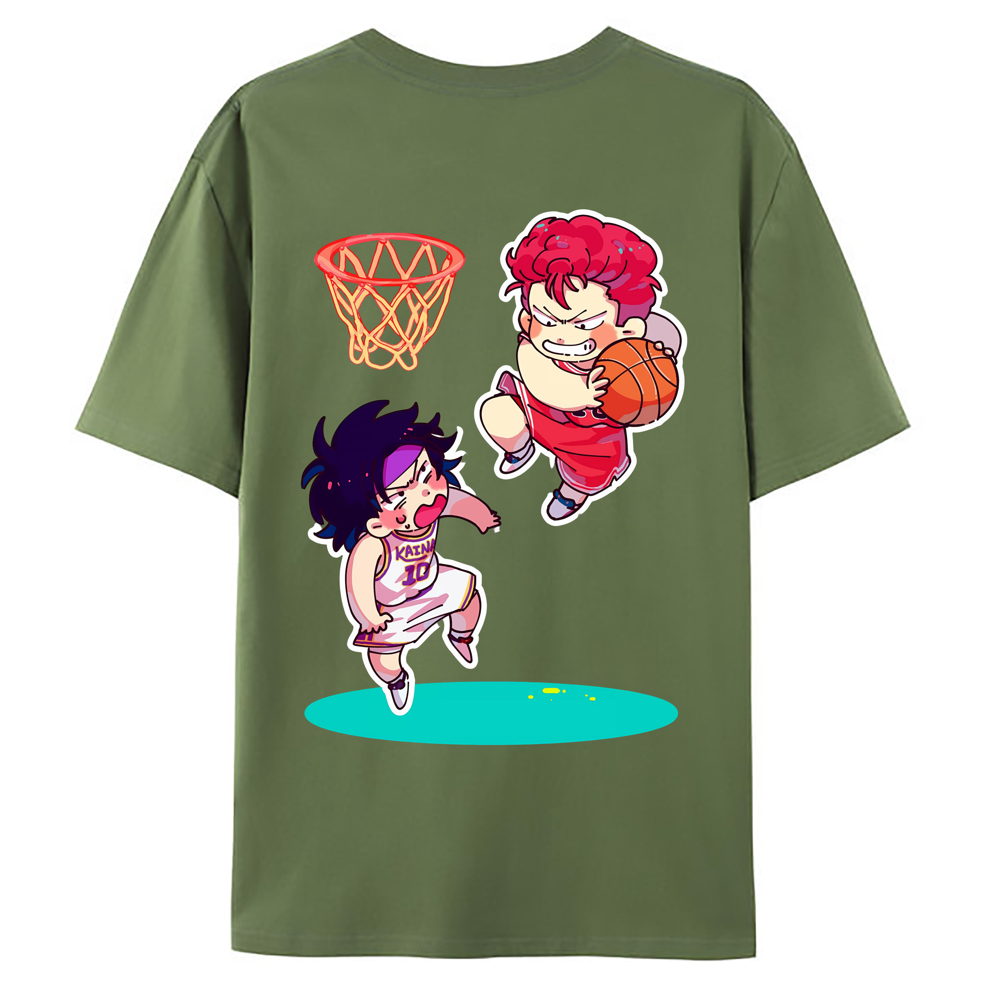 （画像用） SLAM DUNK／スラムダンク 綿100％ メンズ半袖Tシャツ（バックプリント） 通気性